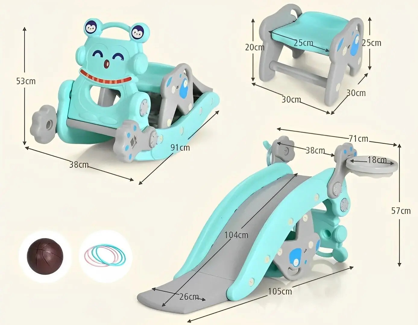 Игрушка-качалка 4в1 Costway TY327825BL (Blue) - 2