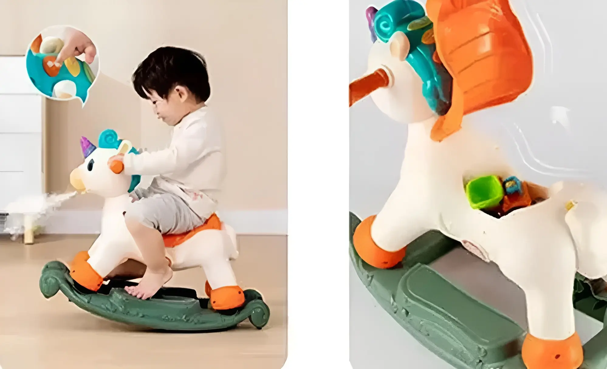 Игрушка-качалка 3в1 Hola Toys Rock & RideSpray Unicorn HE898800 (White/Orange)