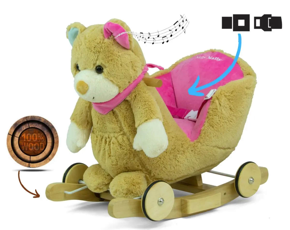 Jucarie-balansoar Milly Mally Mis Polly Bear (Pink/Light Brown)