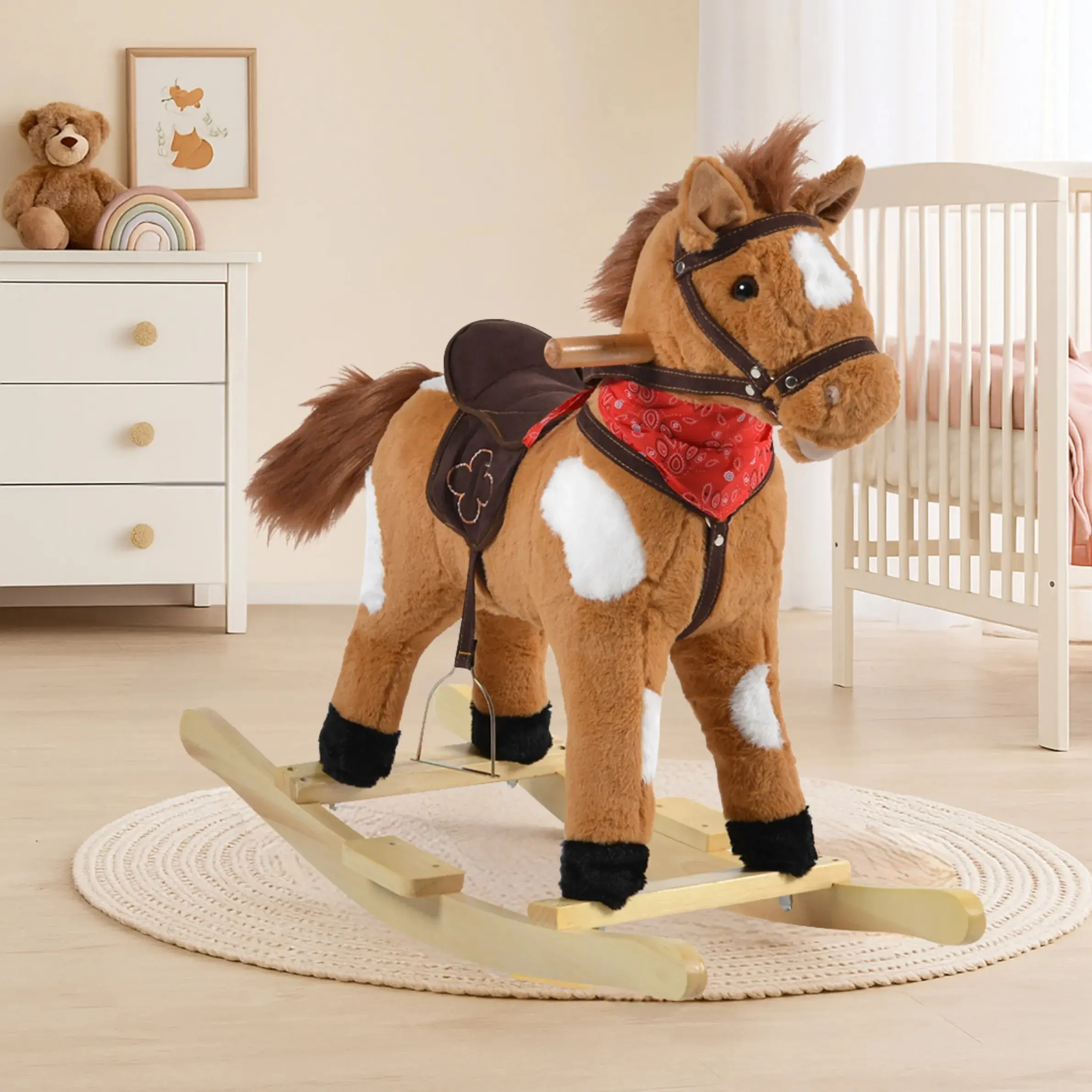 Jucarie-balansoar Moni Horse Thunder Khaki WJ-001 (Brown) - 5