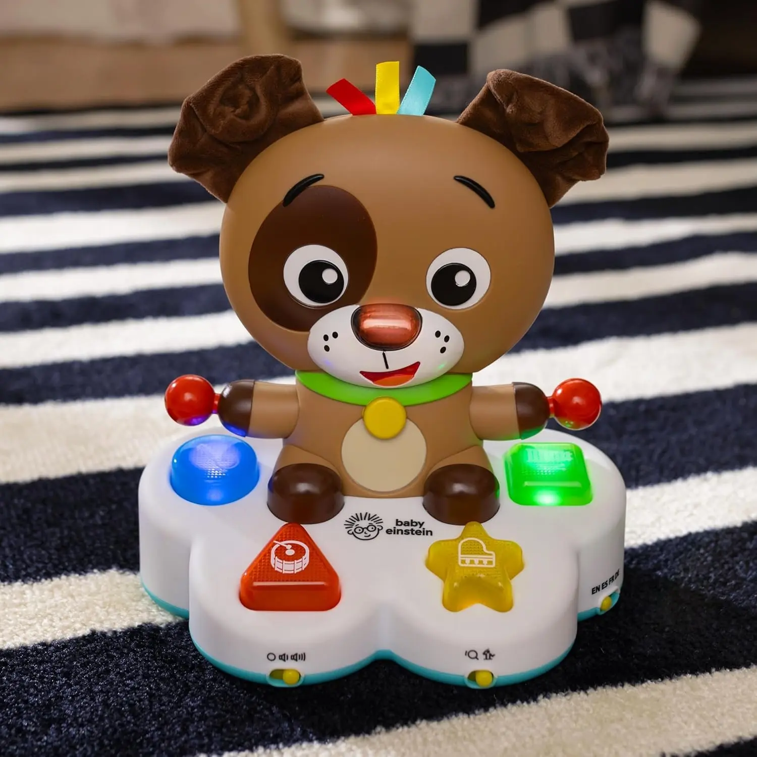 Jucarie interactiva Baby Einstein Drum&Learn Dean (Brown/White) - 2