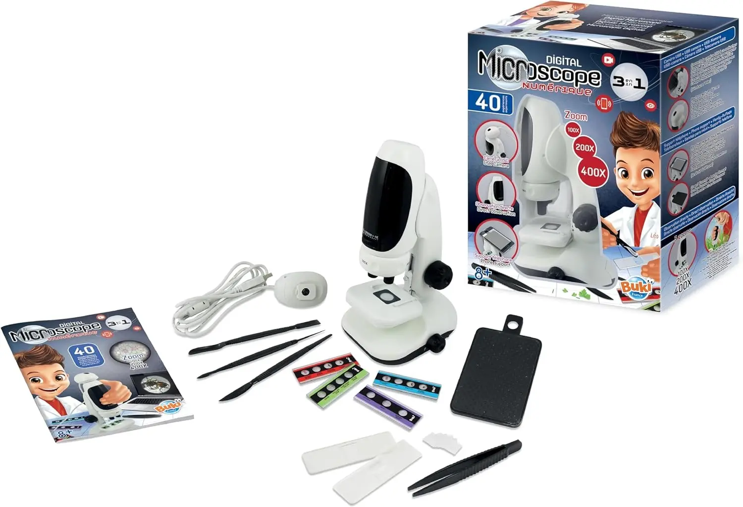 Microscop pentru copii 3in1 Buki France BKMR700 (White) - 3