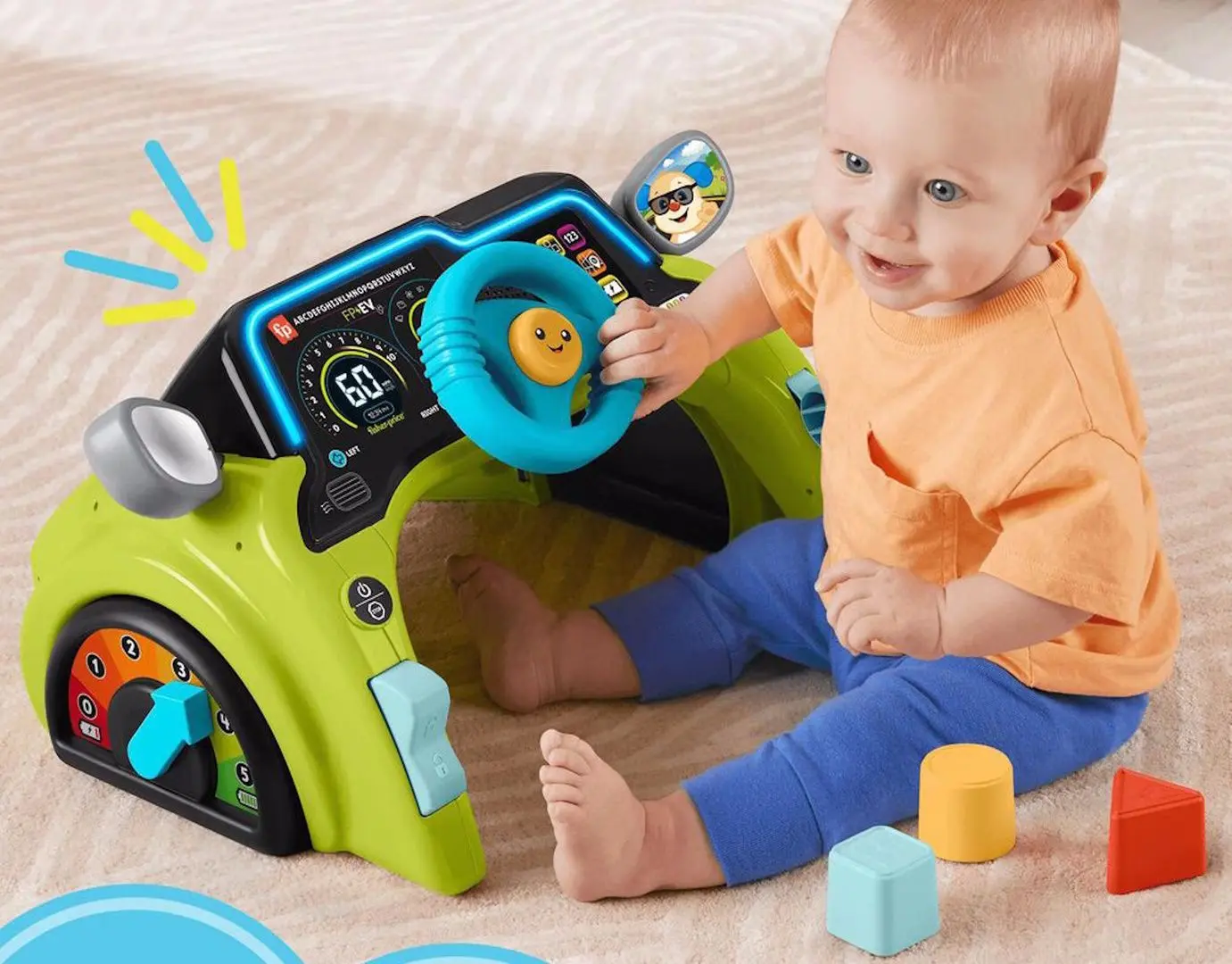 Centru de joaca Fisher-Price Sit and Steer Driver HTW88 (Green/Black) - 4