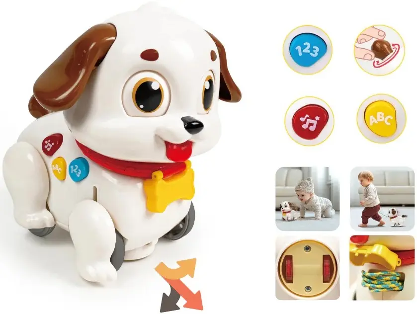 Интерактивная игрушка Hola Toys Crawl & Pull Along Learning Puppy HTHE9977 (White/Brown)