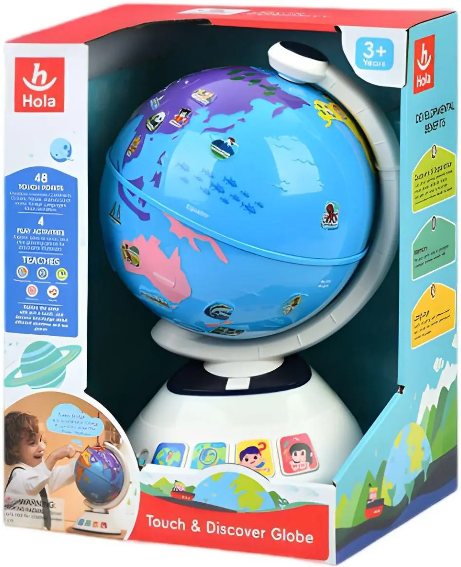 Jucarie interactiva Hola Toys Touch & Discover Globe (White/Blue)