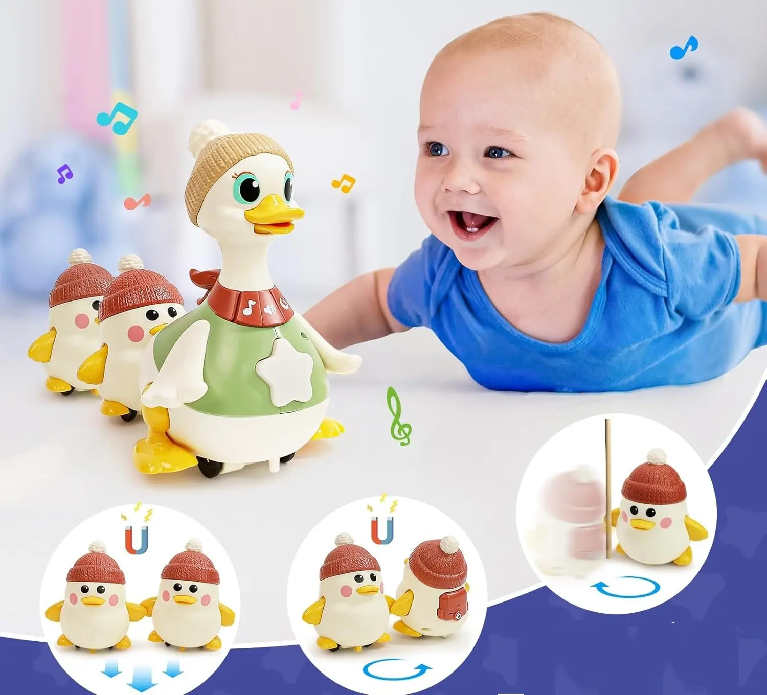 Set jucarii interactive Hola Toys Swinging Duck Family