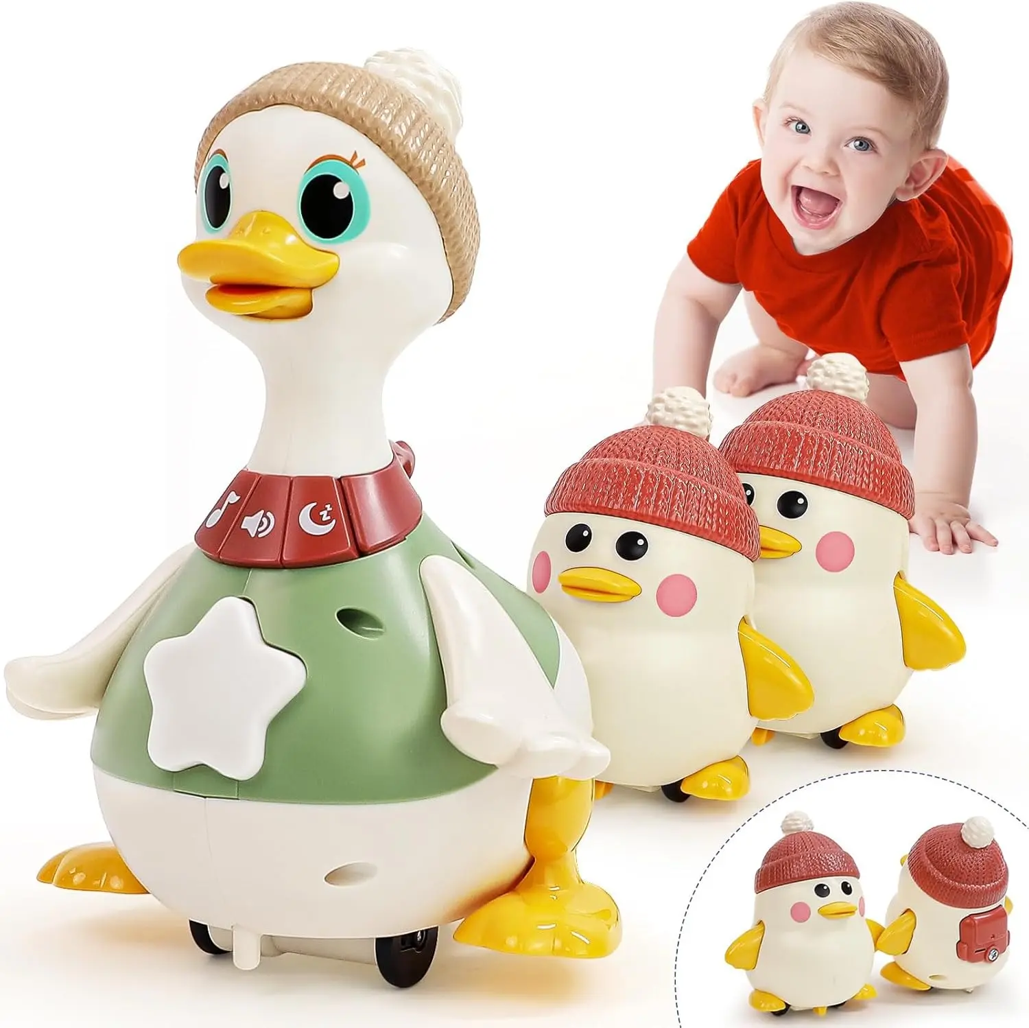 Set jucarii interactive Hola Toys Swinging Duck Family