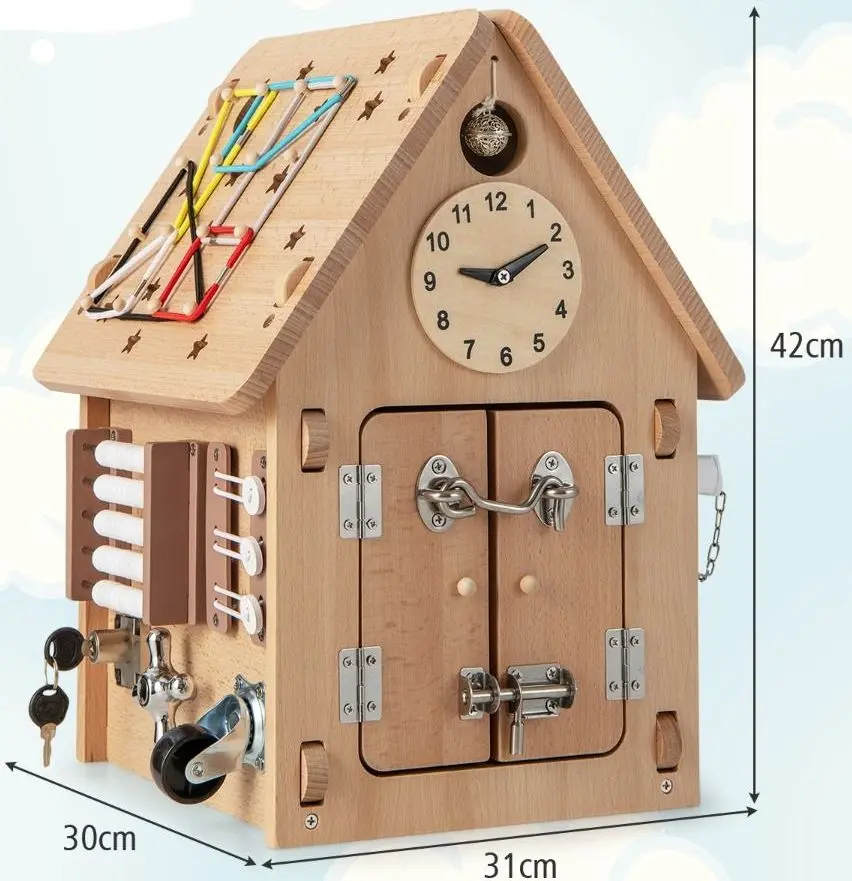 Casuta interactiva Costway TM10031 (Natural) - 6