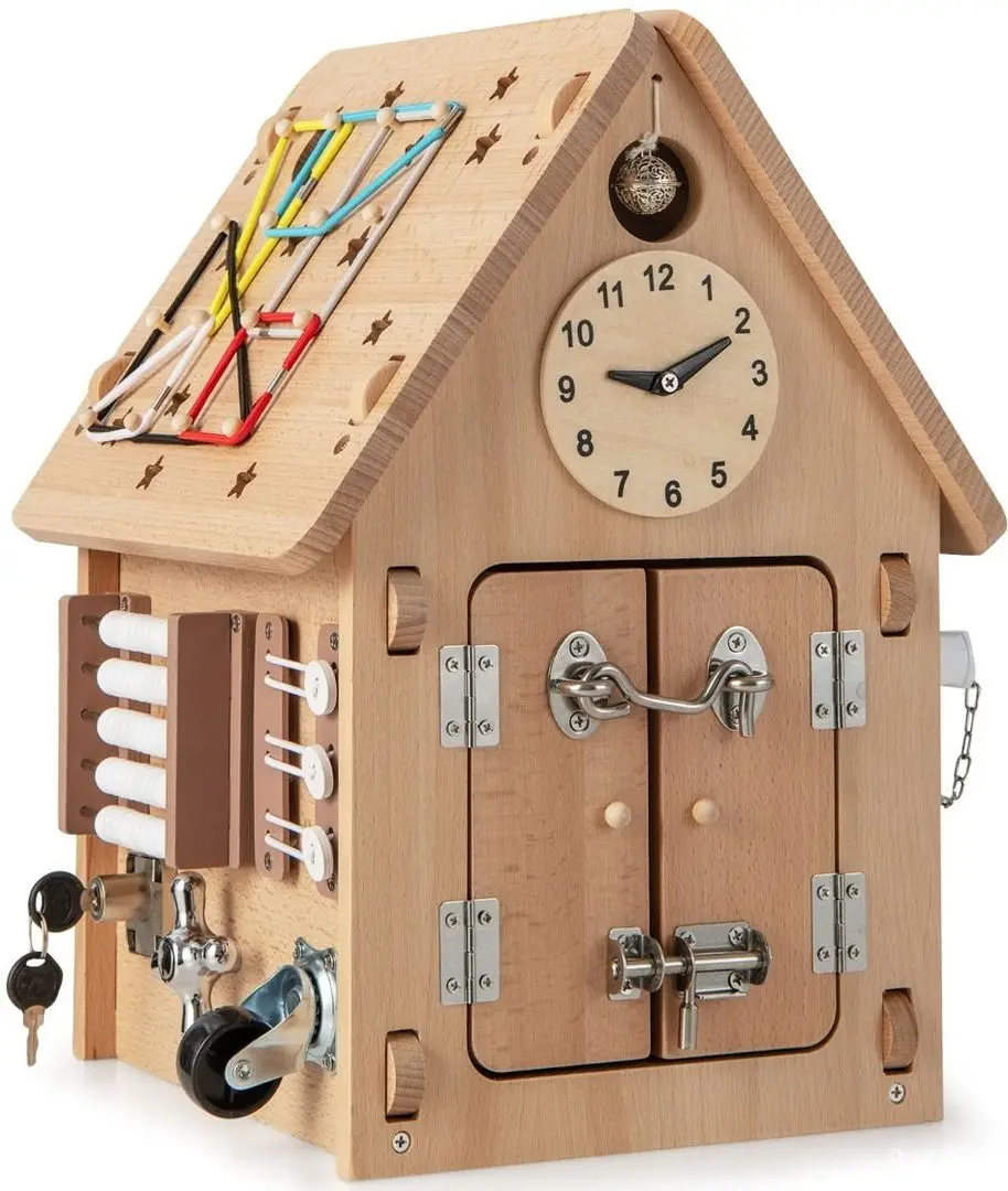 Casuta interactiva Costway TM10031 (Natural)