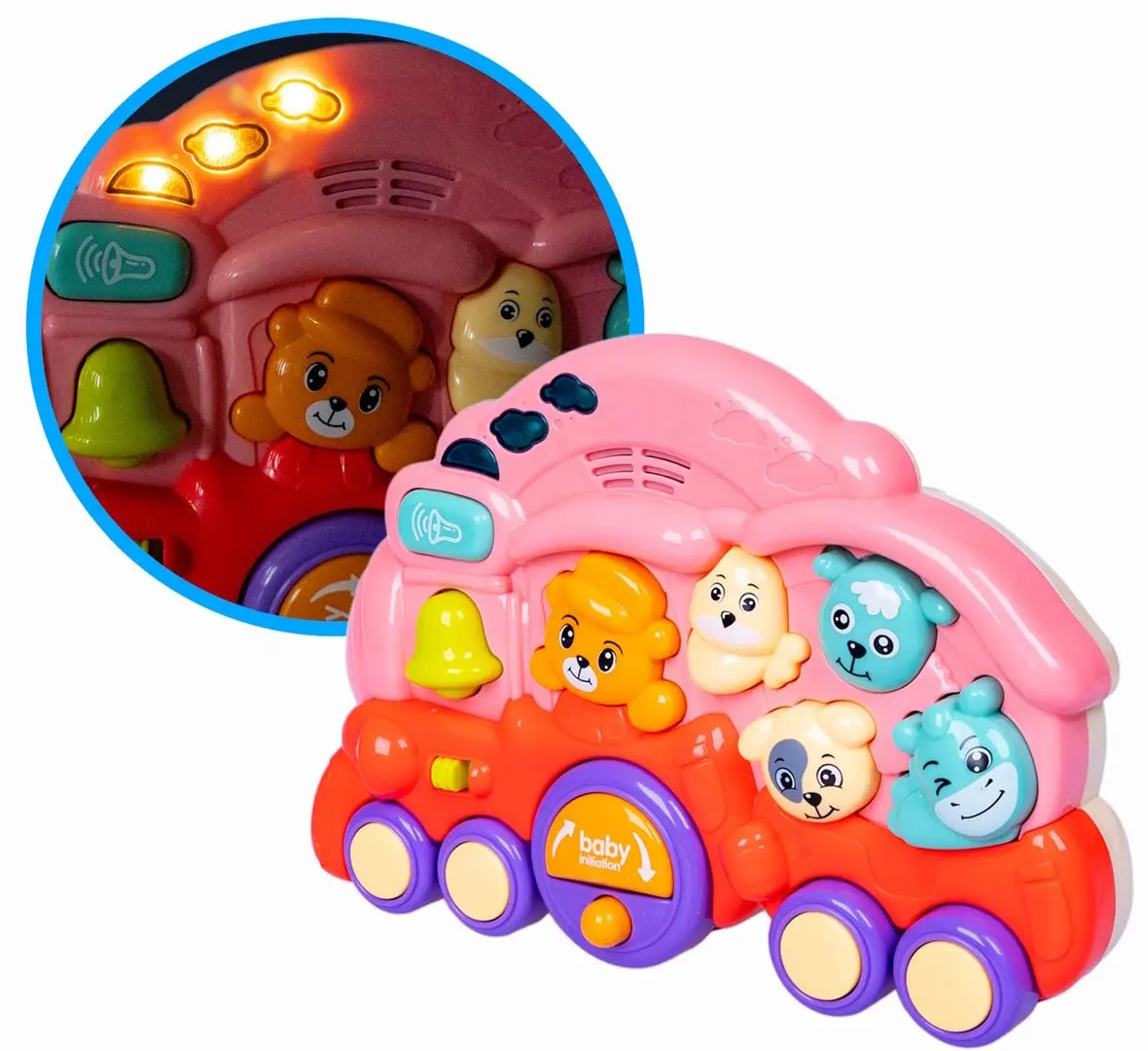 Jucarie interactiva Fan Sheng Da Baby Animal Train 85116 (Pink/Purple)