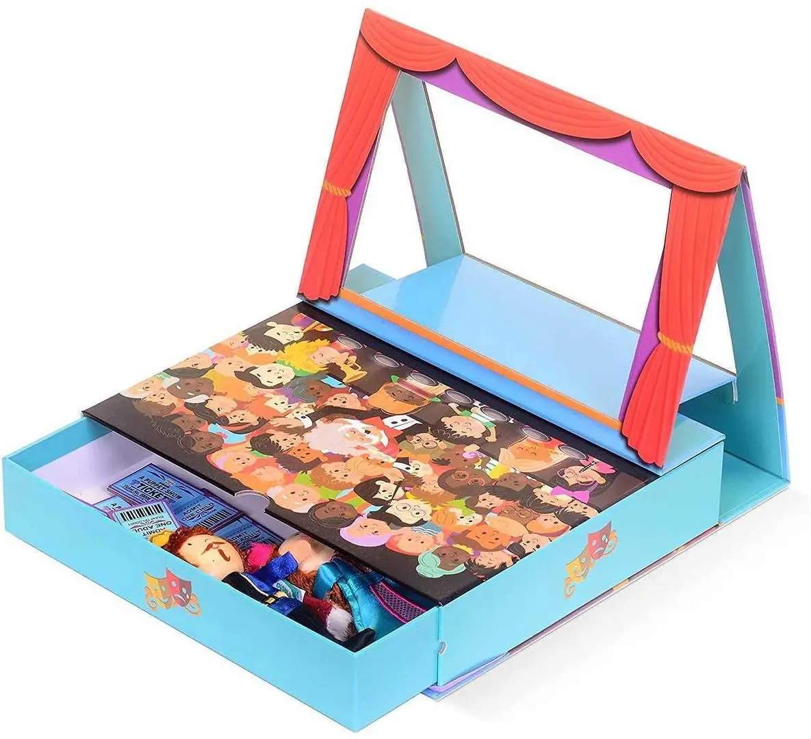 Teatru de papusi Fiesta Crafts Pop-Up Theatre Production (Blue) - 4