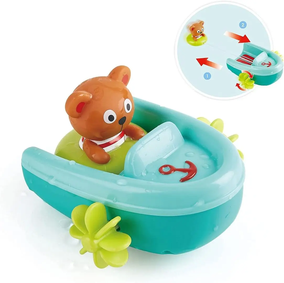 Jucarie de baie Hape Pull-back Boat E0217 (Turquoise)