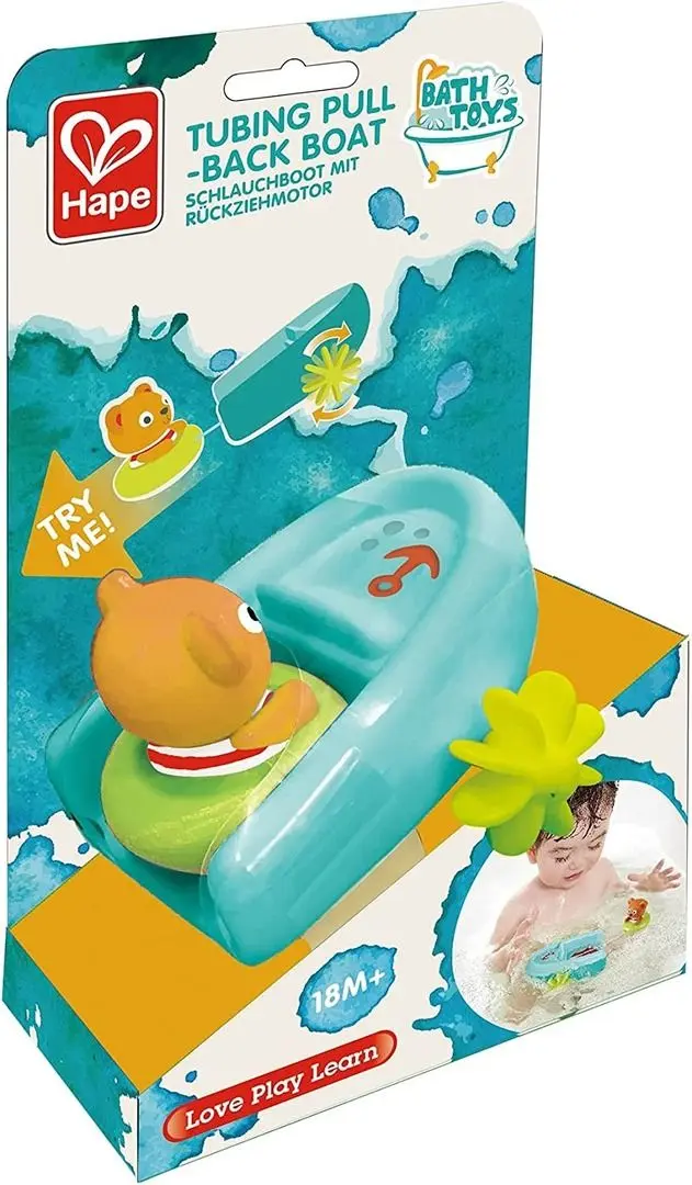 Jucarie de baie Hape Pull-back Boat E0217 (Turquoise)