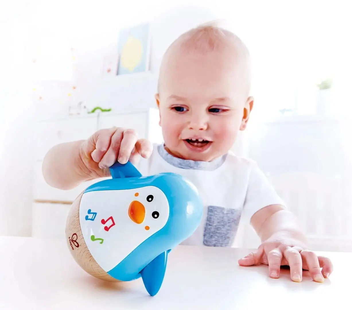 Jucărie muzicală Hape Penguin E0331 (Blue/Wood)