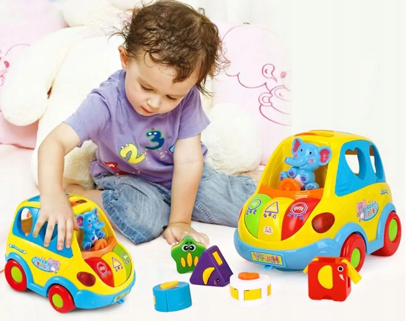 Jucarie interactiva Hola Toys Smart Bus 896 (Yellow/Blue) - 7