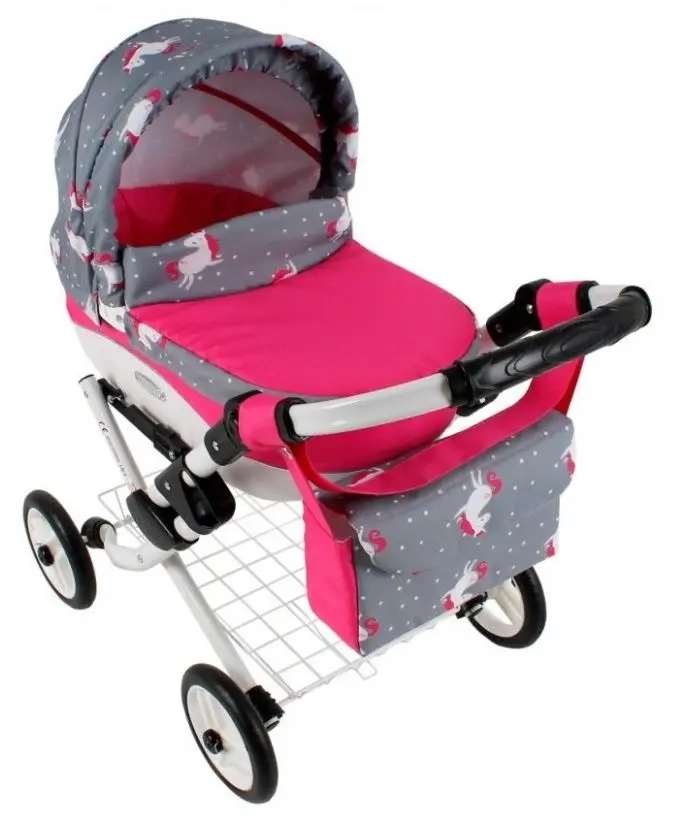 Коляска для кукол Adbor Lily Classic Lc-24 (Grey/Pink)