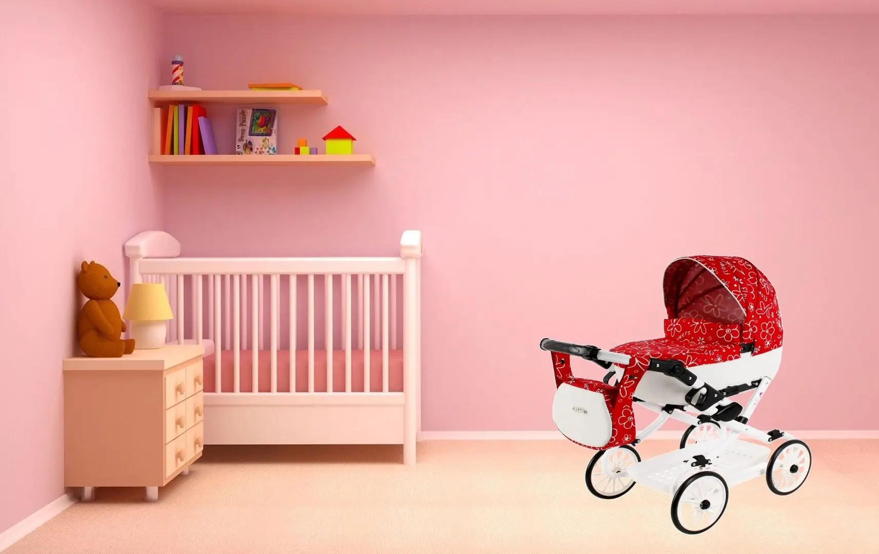 Коляска для кукол Adbor Viki 03 (Red/White)