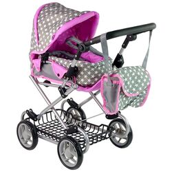 Коляска для куклы 2в1 Alice 14953 (Grey/Pink) Thumb