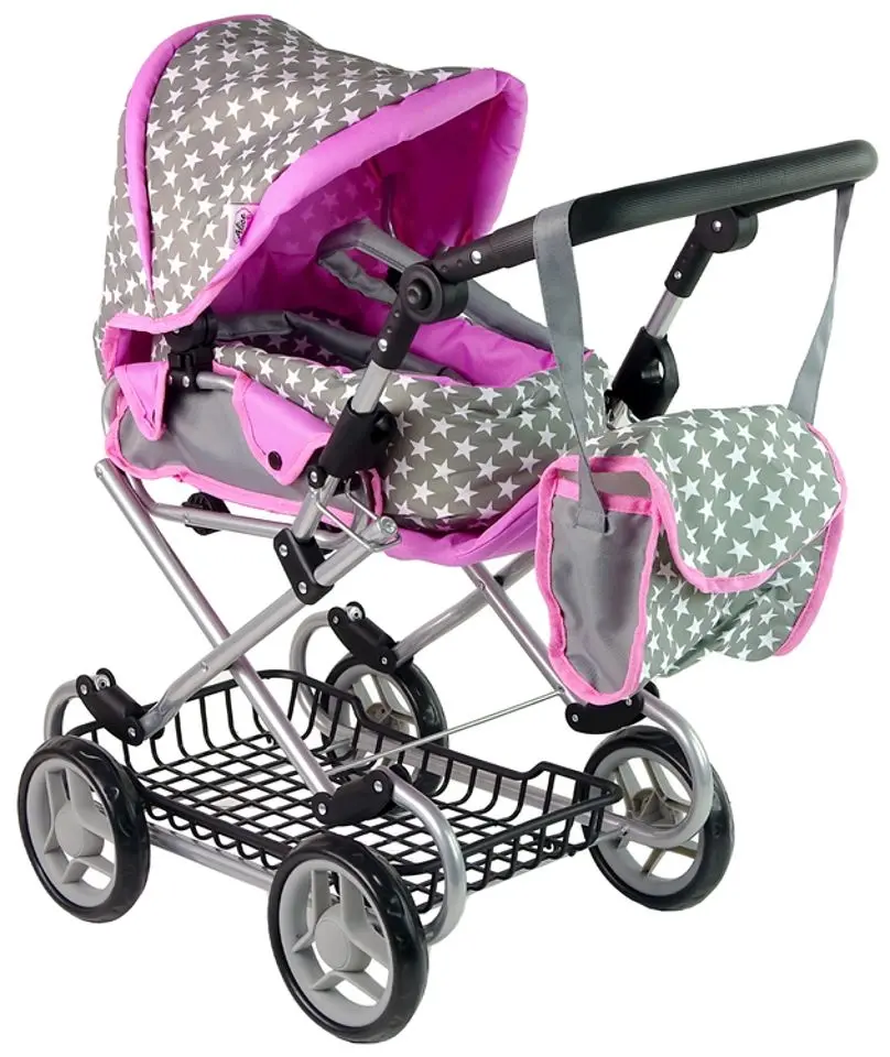 Коляска для куклы 2в1 Alice 14953 (Grey/Pink)