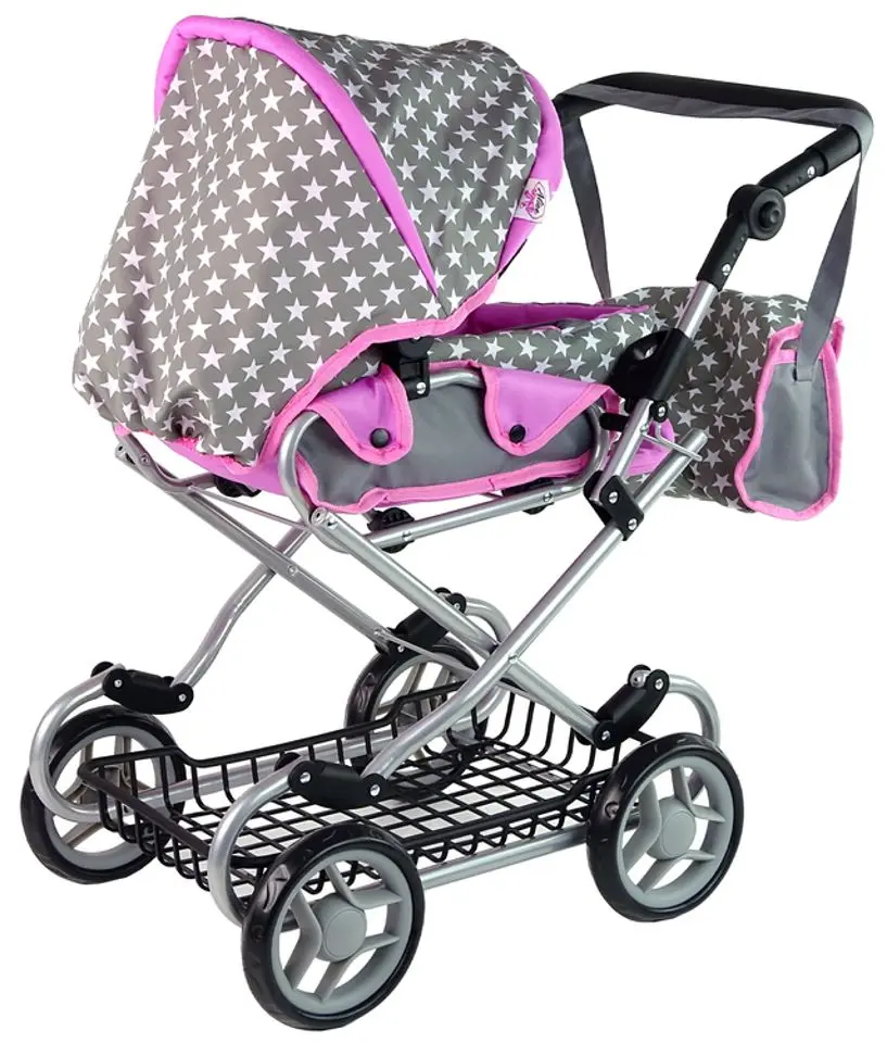 Коляска для куклы 2в1 Alice 14953 (Grey/Pink)