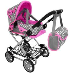 Коляска для куклы 2в1 Alice 14953 (Grey/Pink)