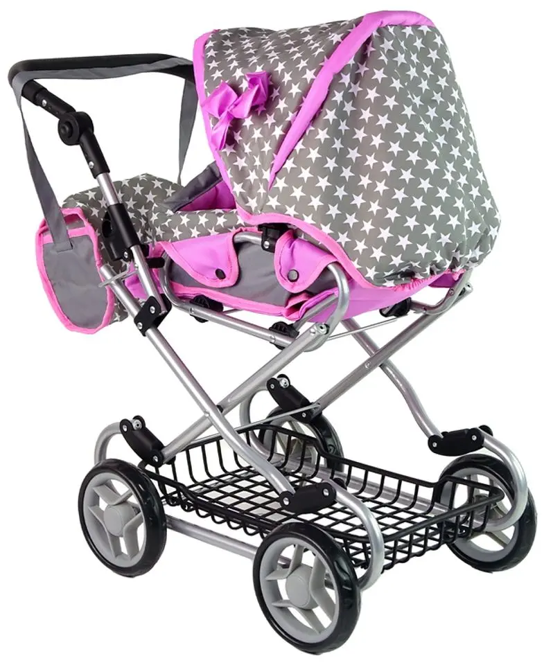 Коляска для куклы 2в1 Alice 14953 (Grey/Pink)