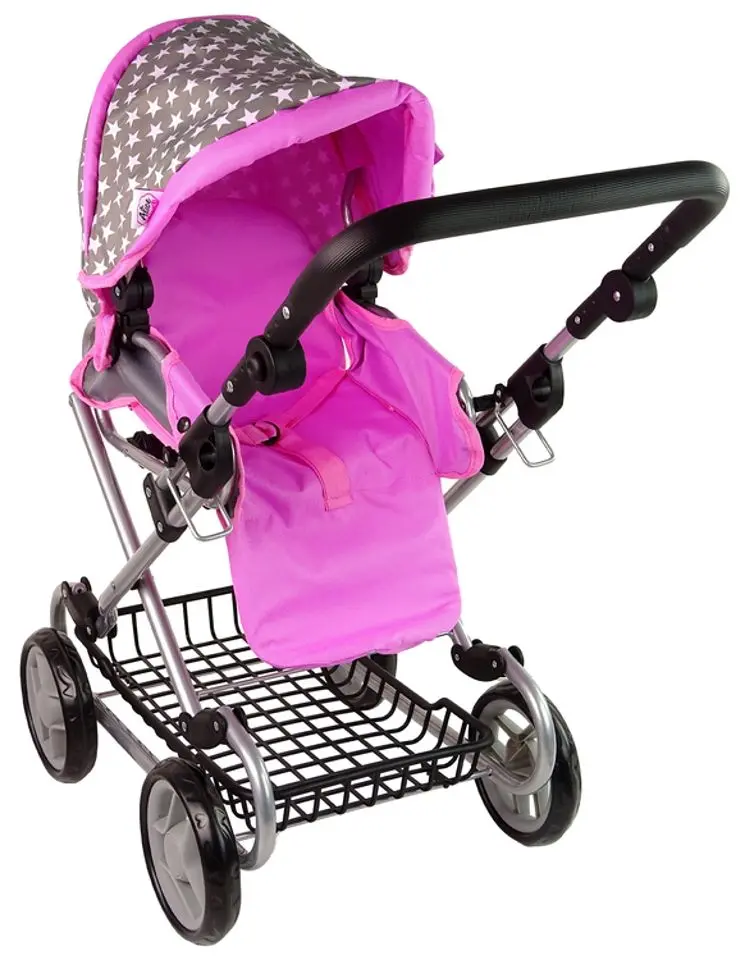 Коляска для куклы 2в1 Alice 14953 (Grey/Pink)