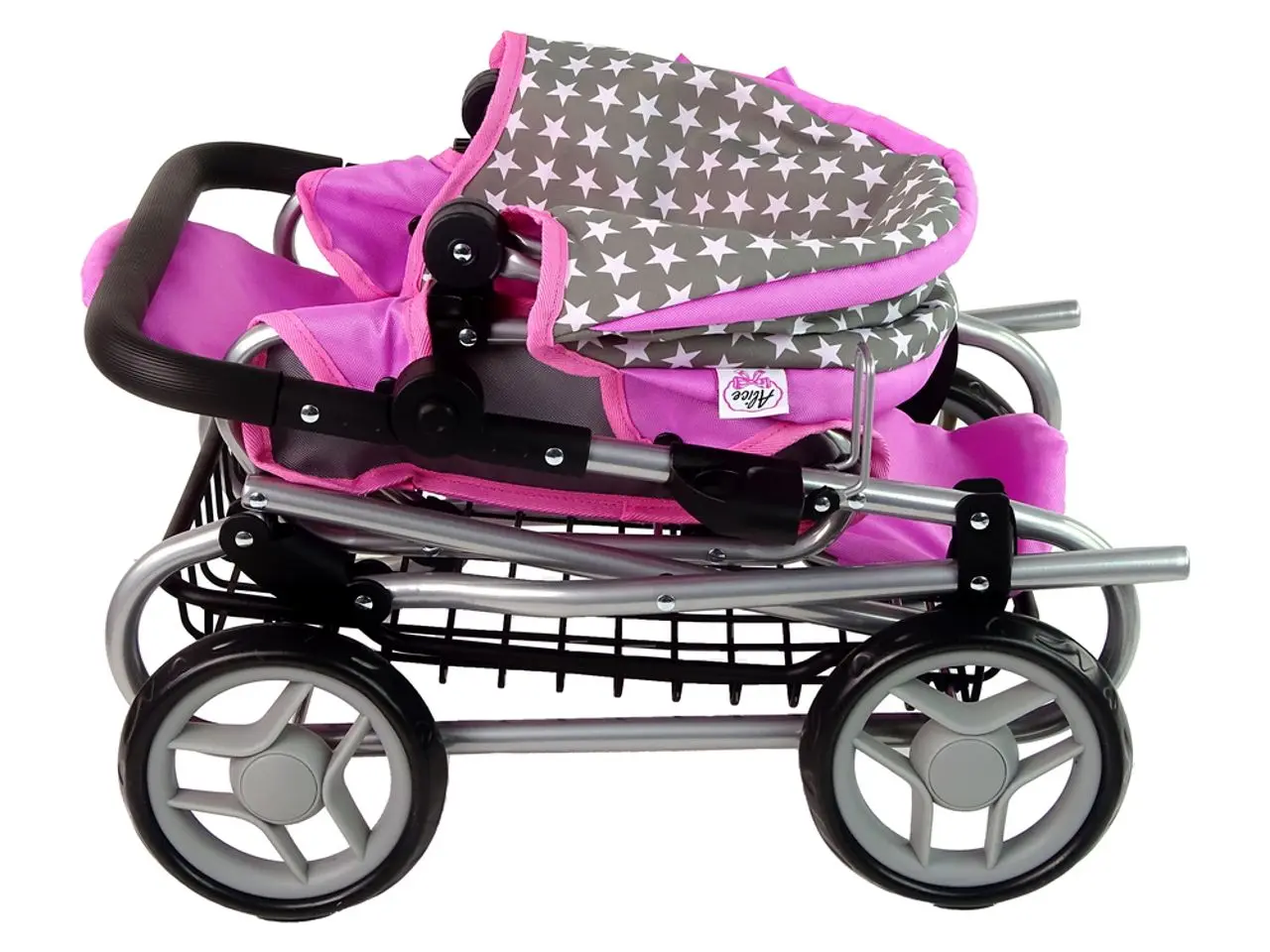 Коляска для куклы 2в1 Alice 14953 (Grey/Pink)