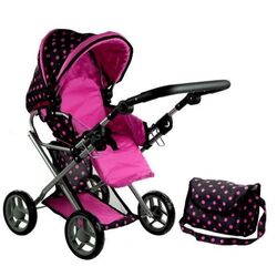 Carucior pentru papusa Alice 3820 (Black/Pink)