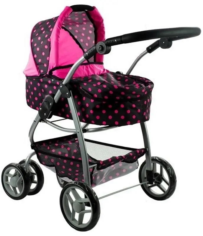 Carucior pentru papusa Alice Dots 3810 (Pink/Black) - 2