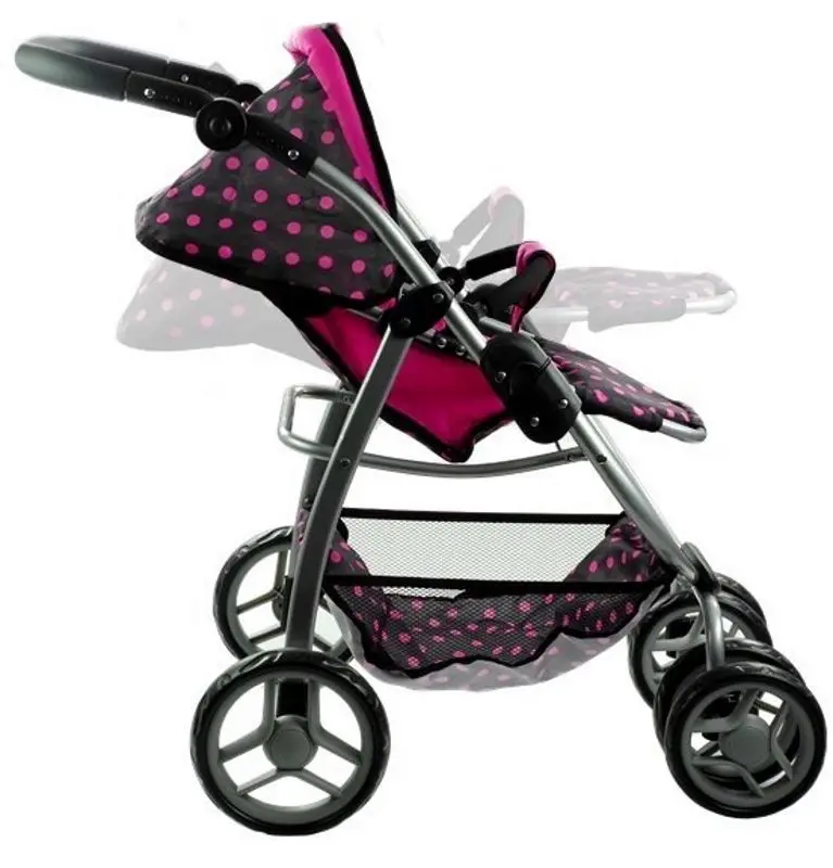 Carucior pentru papusa Alice Dots 3810 (Pink/Black) - 3