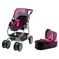 Carucior pentru papusa Alice Dots 3810 (Pink/Black)