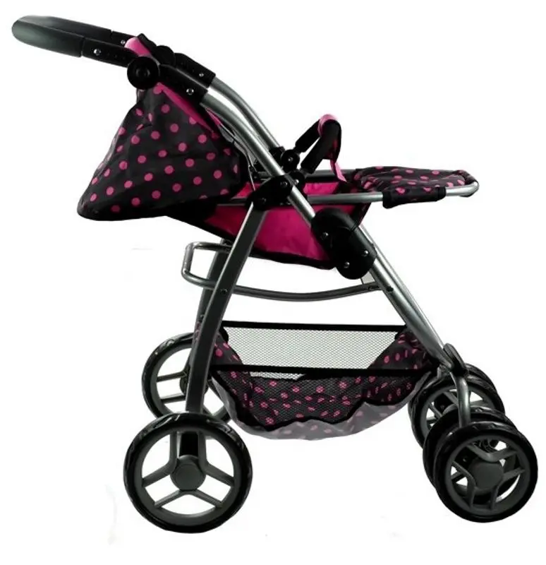 Carucior pentru papusa Alice Dots 3810 (Pink/Black) - 4