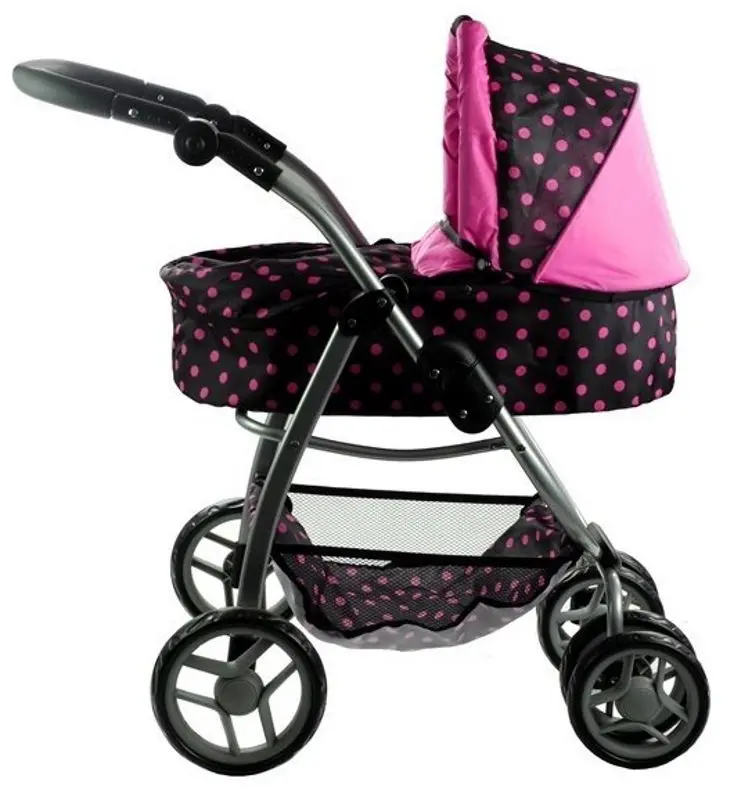 Carucior pentru papusa Alice Dots 3810 (Pink/Black) - 5