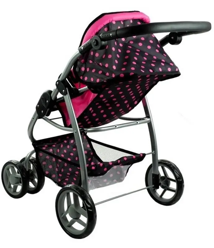 Carucior pentru papusa Alice Dots 3810 (Pink/Black) - 6