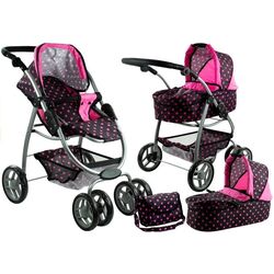 Carucior pentru papusa Alice Dots 3810 (Pink/Black) Thumb