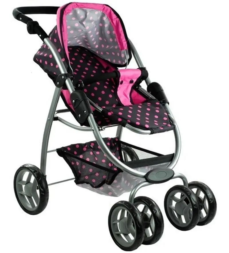 Carucior pentru papusa Alice Dots 3810 (Pink/Black) - 9