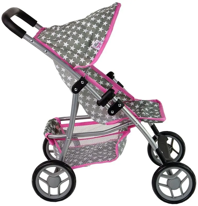 Коляска для куклы Alice Pink Stars 14958 (Grey/Pink)