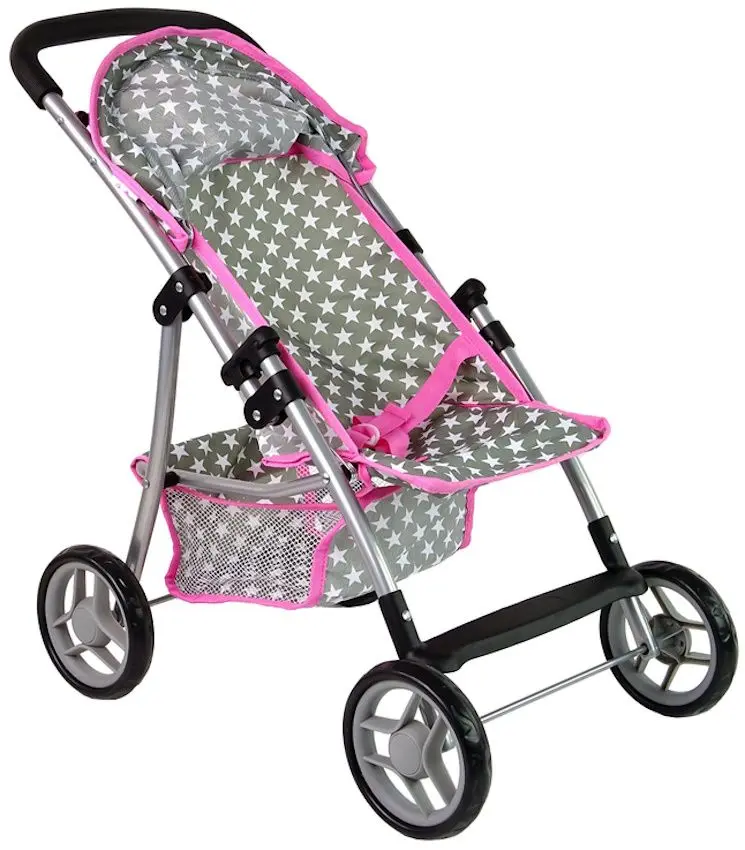 Коляска для куклы Alice Pink Stars 14958 (Grey/Pink)