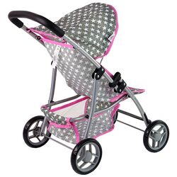 Коляска для куклы Alice Pink Stars 14958 (Grey/Pink) Thumb