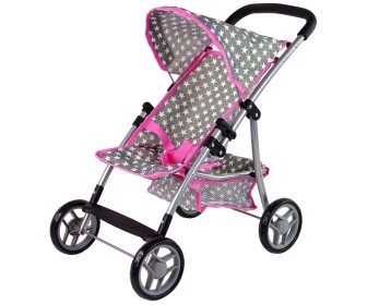 Carucior pentru papusa Alice Pink Stars 14958 (Grey/Pink)