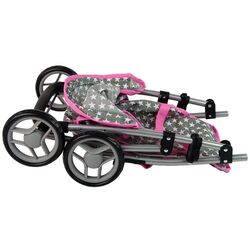 Коляска для куклы Alice Pink Stars 14958 (Grey/Pink) Thumb