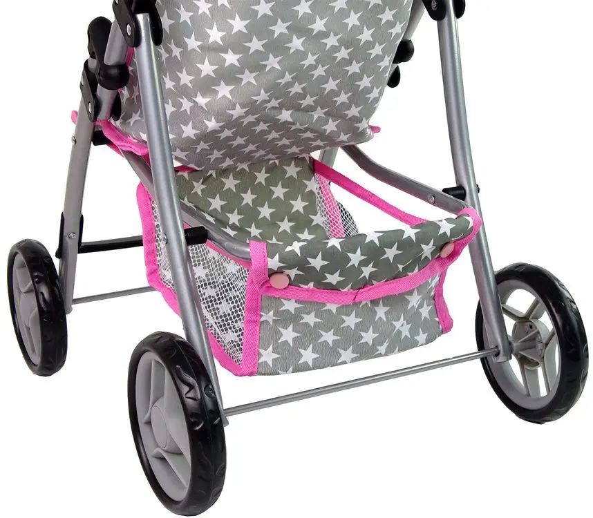 Коляска для куклы Alice Pink Stars 14958 (Grey/Pink)