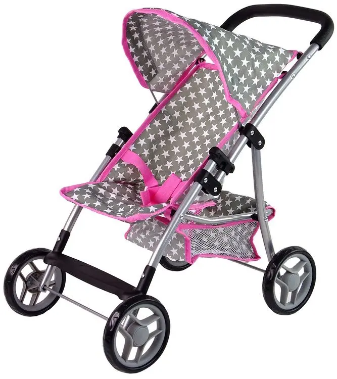 Коляска для куклы Alice Pink Stars 14958 (Grey/Pink)