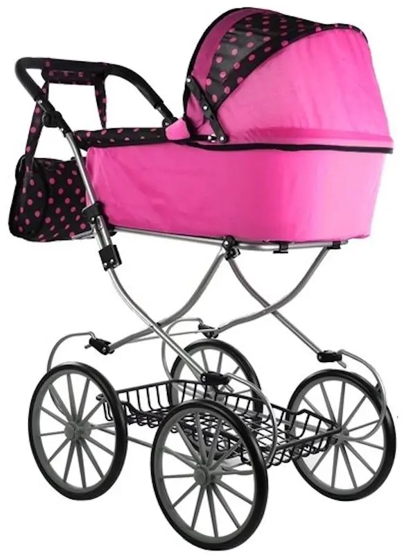 Carucior pentru papusa Alice Retro Dolls Buggy XL (Pink/Black) - 2