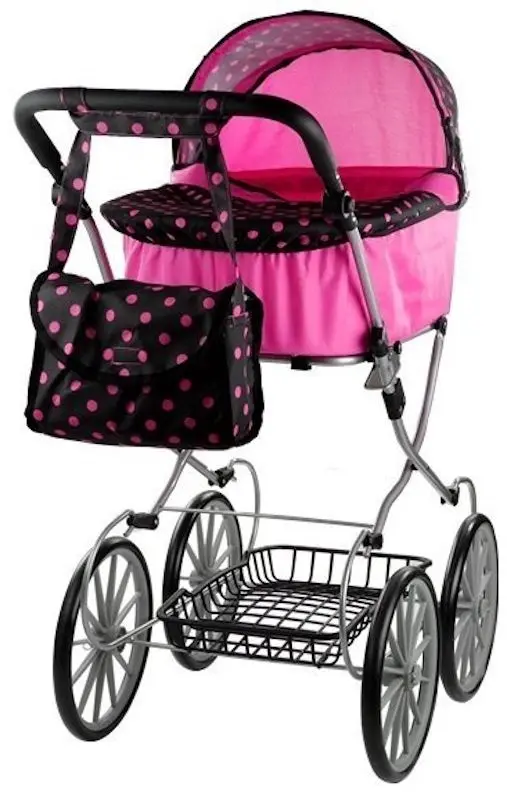 Carucior pentru papusa Alice Retro Dolls Buggy XL (Pink/Black) - 3
