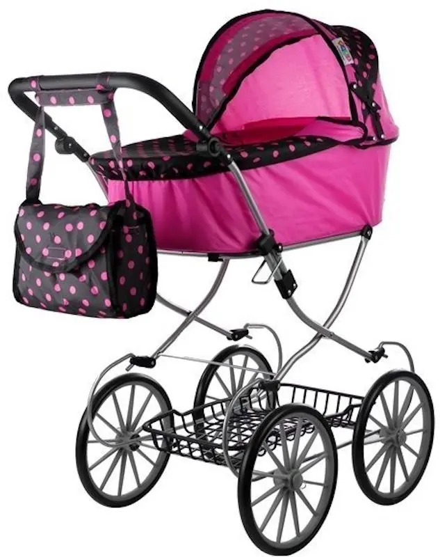 Carucior pentru papusa Alice Retro Dolls Buggy XL (Pink/Black) - 4