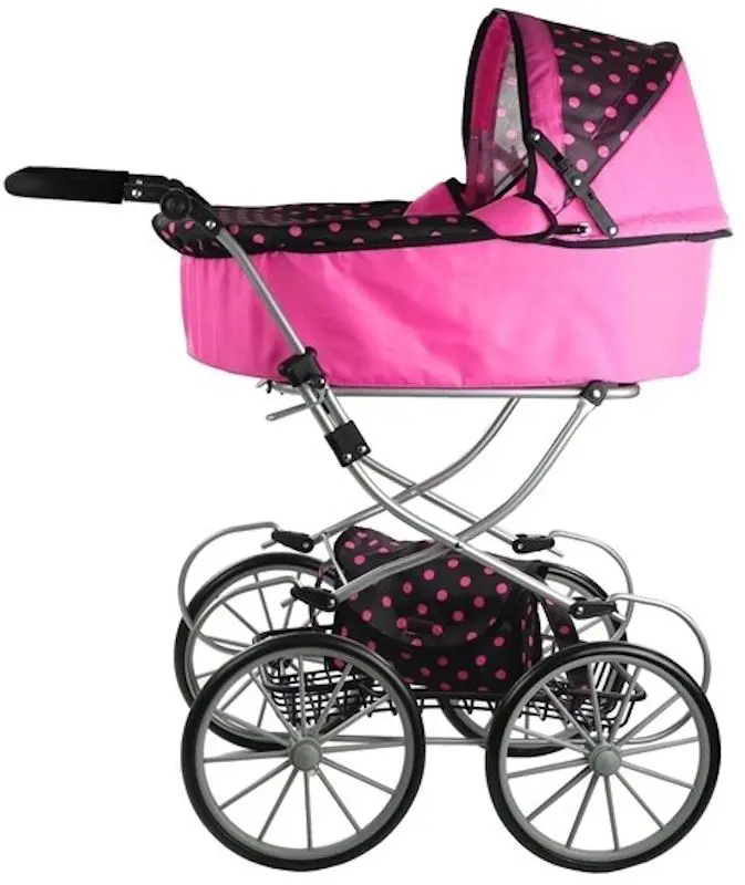 Carucior pentru papusa Alice Retro Dolls Buggy XL (Pink/Black) - 5