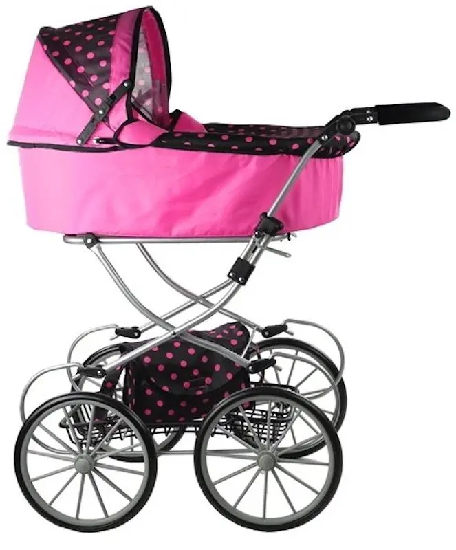 Carucior pentru papusa Alice Retro Dolls Buggy XL (Pink/Black) - 6