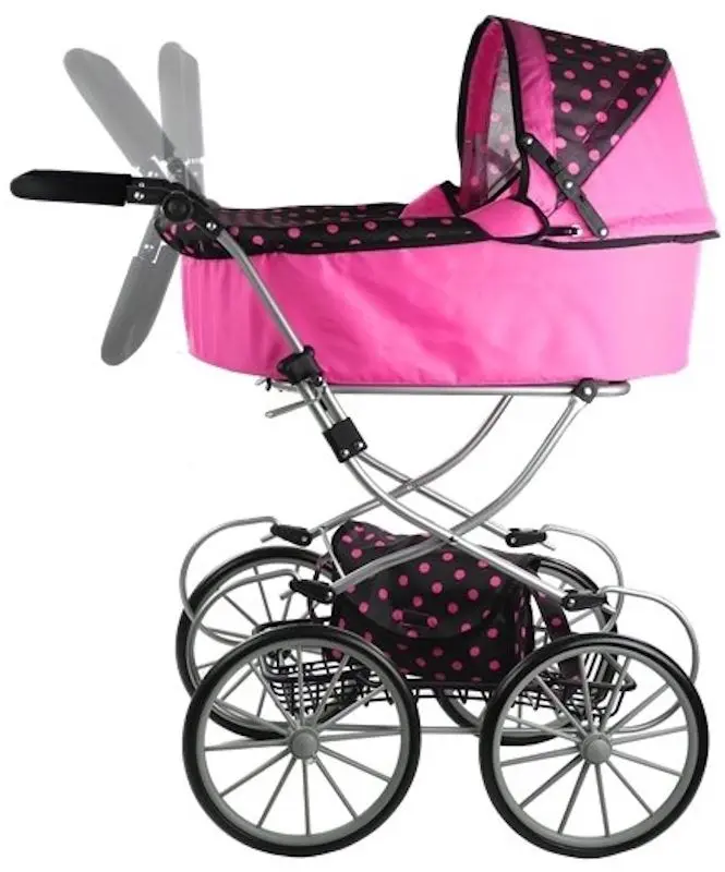 Carucior pentru papusa Alice Retro Dolls Buggy XL (Pink/Black) - 8